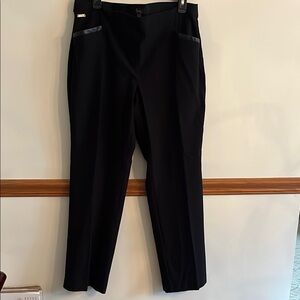 Thalia Sodi Black Dress Pants With Faux Leather detailing Size XL